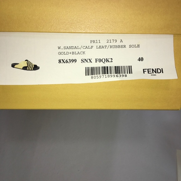 Fendi Gold/Black Edition Sandals - Picture 5 of 11